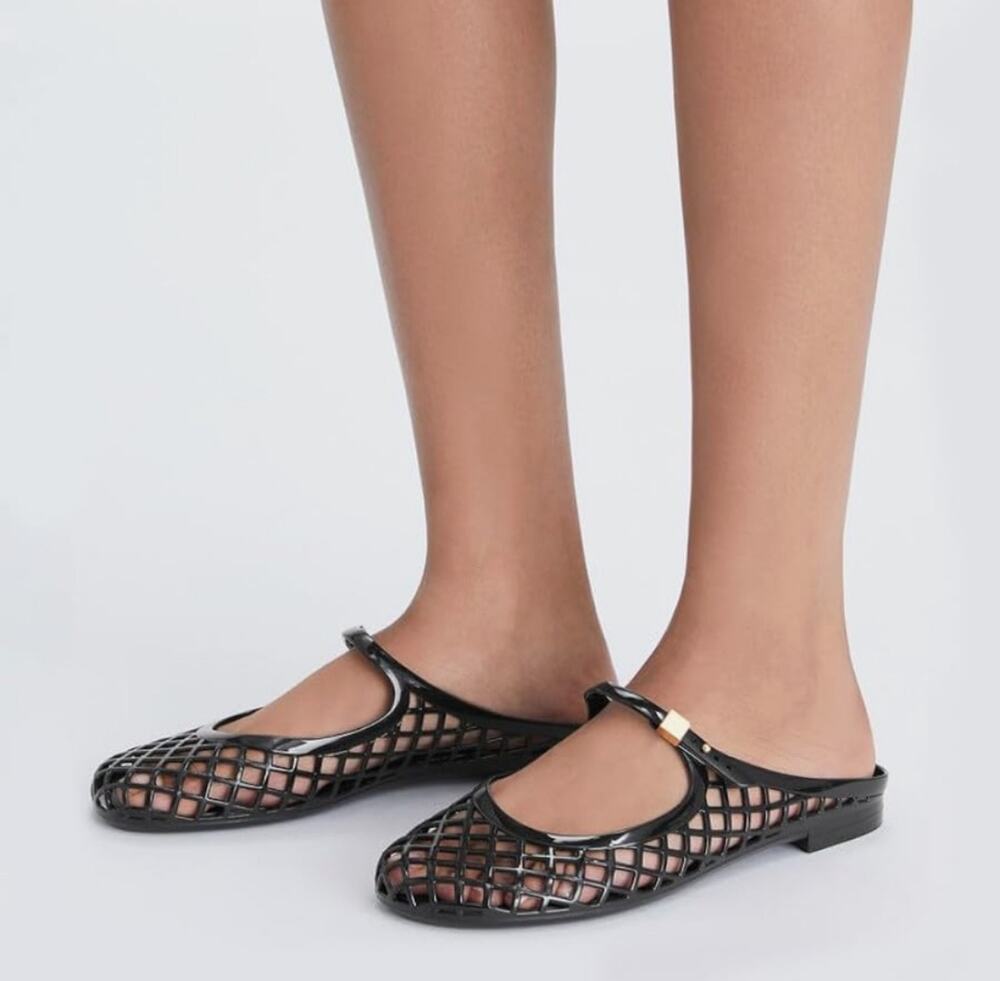 En. MSRP $45 NWOB MAVMAX BLACK CLEAR JELLY MARY JANE SLIDE MULES ♡SIZE 5.5♡